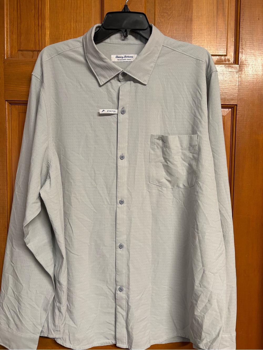 Tommy Bahama Coast Sands Concrete Grey Button Performance Long Sleeve Shirt